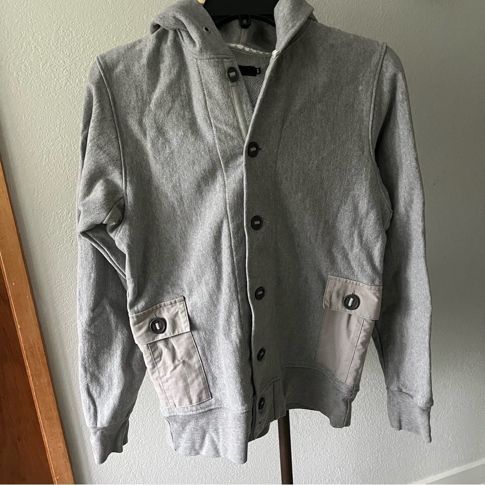 ORIGINAL FAKE sz 1 S Button Down Hoodie Chomper Gray KAWS Japan - Picture 2 of 12